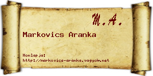 Markovics Aranka névjegykártya